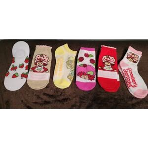 Strawberry Shortcake Socks Lot of 6 Pairs Ankle & Crew NWOT Character Novelty